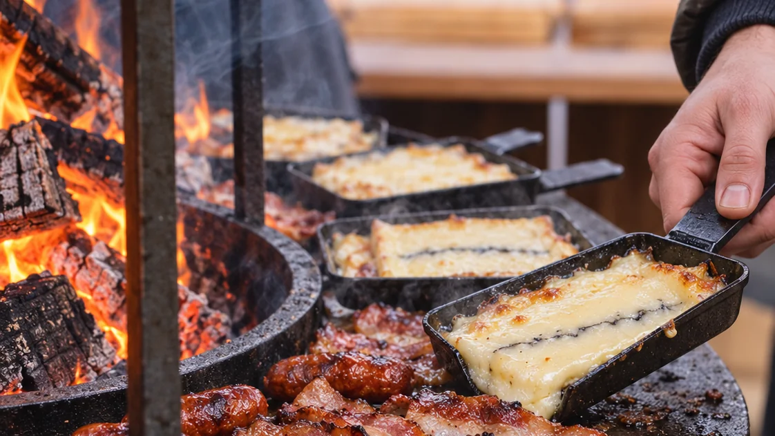 Raclette fondante préparée au braséro ALBINÔME